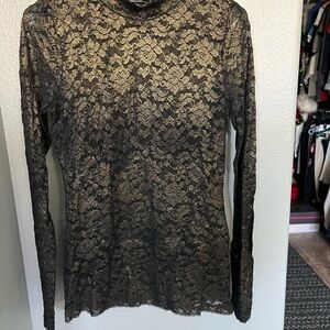 Moda International Black and Gold Lace Blouse